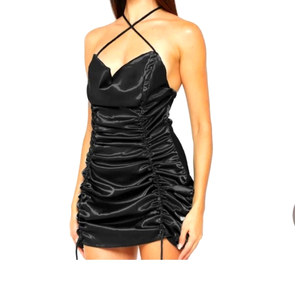 Maniere de voir Satin Ruched Mini Dress